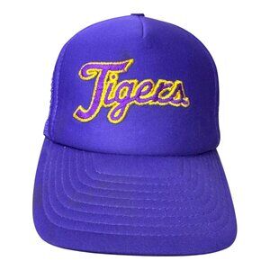 Vintage LSU Script Purple Tigers Trucker Cap Vintage Mesh Back Team Baseball Hat